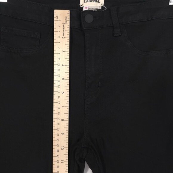 L'AGENCE Women's Pants Jeans Size 29 Satin Tuxedo Coated Black USA🇺🇸MADE - Picture 4 of 13